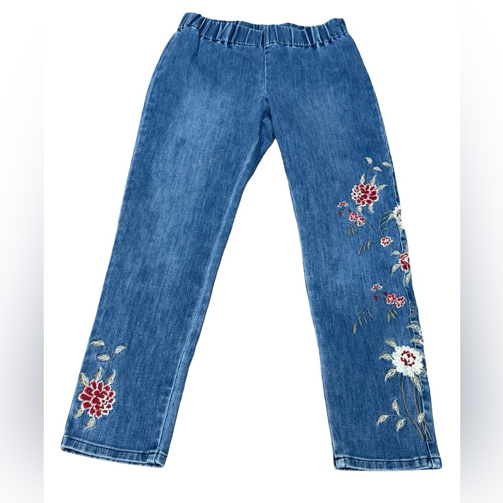 ✨ Soft Surrounding Jeans Women’s Petite Medium Pull-On Embroidered Denim Stretch - Picture 2 of 11
